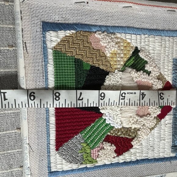 Santa Wall Art Stitched Needle Work Picture Christmas Stretched Over Unframed - Picture 4 of 6